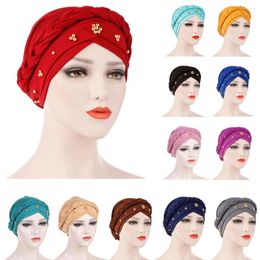 Ethnic Clothing Muslim Beads Hijab Stretch Women Turban Chemo Caps Cancer Bonnet Female Hair Loss Hat Headscarf Wraps Beanies Hijabs