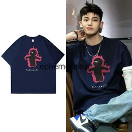 Men's T-Shirts street fashion brand ins handsome crtoon little fire man printed cotton short-sleeved T-shirt summer loose top for men and womenH24220