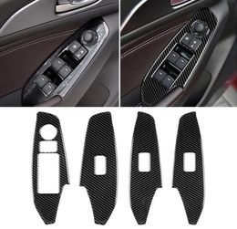 Car Carbon Fibre Left Drive Window Lift Panel Decorative Sticker for Mazda Axela 2014 201720188834955