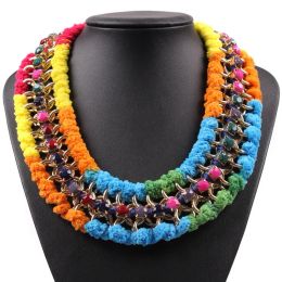 Necklaces Fashion Colourful Resin Gold Chain String Statement Collar Choker Necklace for Ladies New Latest Model Jewellery