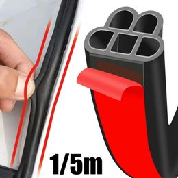 1/5m Car Door Rubber Seal Strip Soundproof Seals Universal Auto Hood Trunk Door Edge Noise Insulation Bar Seal Strips