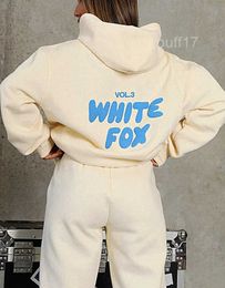 Womens White Fox Hoodie Sets Woman Two 2 Piece Set Women Men Clothing Sporty Pullover Hooded 12 Colours Designer Tracksuit Spring Autumn Winte G19H