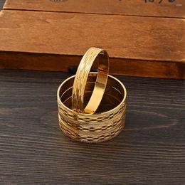 Bangle 4PC 45MM 24K Gold Color Kid Size Cute Bracelet Jewelry Top Sale High Quality Nicely Flower Bangles Girls Birthday Party Gifts