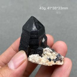 Pendants 100% natural epidote feldspar crystal ore specimen of black crystal in Shandong, China