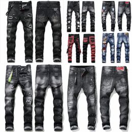 Designer jeans mens pants High Waist linen pants Hip Hop Men Jeans Distressed Ripped Biker Slim Fit Motorcycle Denim For Men 31KS#