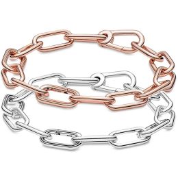 Bangles Original Rose & Silver Me Link Chain Bracelet Fit 925 Sterling Silver Bead Charm Bangle Diy Europe Diy Jewellery