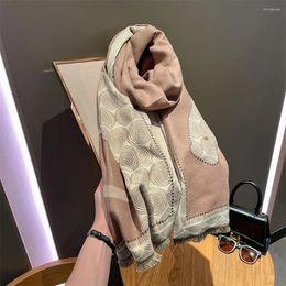 Scarves Big-name War Horse Warm Scarf Winter Holiday Gift High-grade Women's Double-sided Cashmere Color Matching Shawl