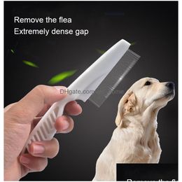 Dog Grooming Mtifunctional Lice Comb Pet Hair Tear Stain Removal Flea Brush For Cats 2 In 1 Teeth Stainless Steel Combing Mas Double Dh8Eb