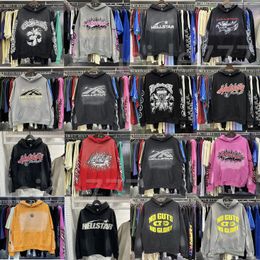 Tasarımcı Erkek Hoodie Hellstar Hoodies Sweatshirts Portre Yüksek Sokak Gelgit Hip Hop Kalınlaştırılmış Athleisure El Boyalı Cepleri Kadın Kazak