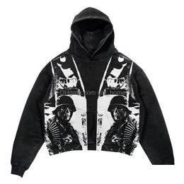 Erkek Hoodies Sweatshirts Erkek Y2K Hoodie Gotik Baskılı Sweatshirt Kadın Retro High Street Traend Hip-Hop Kişilik Harajuku Loo DH3Bz