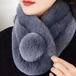 Scarves Autumn Winter Fur Scarf Plush Thick Women's Cross Neck Warmer Collar Casual Female Lady Outdoor Furry