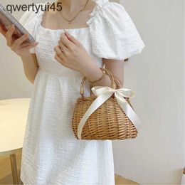 Totes Summer Straw Basket Tote Bags for Women Raan Woven Wallet andbags Ladies Beac String oliday Bucket and BagH24220