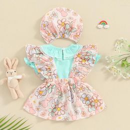 Clothing Sets Baby Girl Easter Clothes Ruffle Long Sleeve Romper Eggs Print Overall Skirt Dress Cute Born Outfit