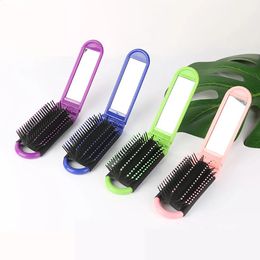 1 portable travel hair brush foldable hair brush with mirror angle removal brush anti-static massage brush hair styling tool 230208