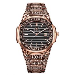 cwp 2021 ONOLA designer quartz watch unique gift wristwatch waterproof fashion casual Vintage golden classic luxury men269s