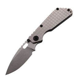 1Pcs New High End ST LC Folding Knife D2 Stone Wash Drop Point Blade CNC TC4 Titanium Alloy Handle Ball Bearing Washer EDC Pocket Knives