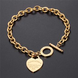 14k Gold Love Heart Bracelets For Women Party Jewelry Gift Fashion Joyas De Chain Charm Bracelets Homme