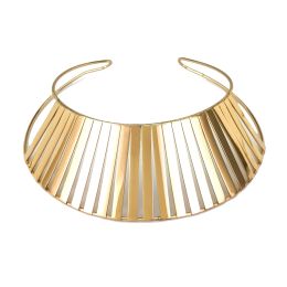 Torques Fashion Wide Metal Torques Statement Choker Necklaces For Women Gold Colour Fashion Collar Indian African Jewellery 2023 MANILAI