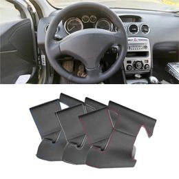 Steering Wheel Covers For Peugeot 308 Old 408 Perforated Microfiber Leather DIY Hand-stitched Cover Protective Trim