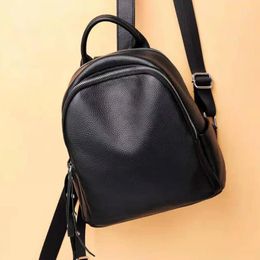 School Bags Fashion Cow Genuine Leather Women Backpacks Female Ladies Girl Student Korean Casual Rivet Designer Backpack