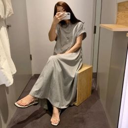 Dresses Summer New Plus Size Loose T Shirt Dress Allmatch Short Sleeve Round Neck Solid Dresses Casual Fashion Women Clothes B225