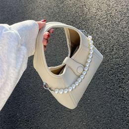 Korean Version Niche Handbag for Women's 2023 New Pearl Chain Bag, Fashionable and High-end Single Shoulder Crossbody Bag 75% factory direct sales