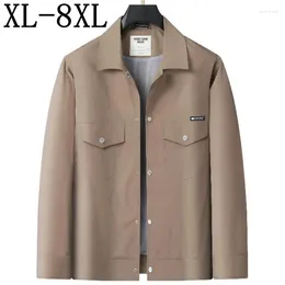 Men's Jackets 8XL 7XL 6XL 2024 Spring Autumn Loose Casual Solid Jacket Men Pockets High End Luxury Mens Coat Long Sleeve Outerwear