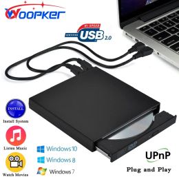 Player Woopker USB 2.0 External DVD Player CD Drive Mp3 Music Movies Portable Reader for Windows 7/ 8/ 10 Laptop Desktop PC Computer