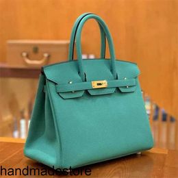 BK Tote Bag Fully Hand-stitched Women's Original Factory Togo Calf Leather Luxury Leather Handbag Bk30 Peacock Blue
