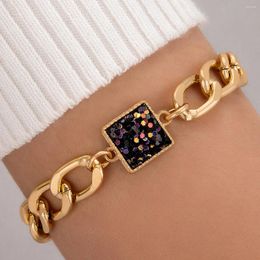 Charm Bracelets Punk Style Square Colour Sequin Single Layer Bracelet Versatile Personalised Hand Jewellery 23250