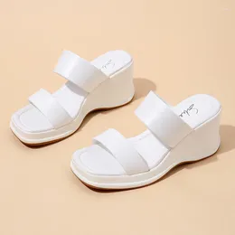 Slippers Thick Sole Wedges Women's 2024 Summer Casual Lightweight Female Shoes 6.5cm High Heel Indoor Outer Wear Slides