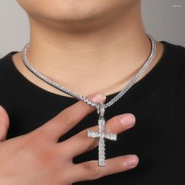 Pendant Necklaces Hip Hop Multilayer Cross Necklace Full 5A Zircon Women Men Rap Jewellery