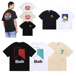 Rhude t shirt Mens Designer Fashion t shirt Europe and America Mens T shirt Rhude Designer brand clothing round neck High quality short sleeve American size