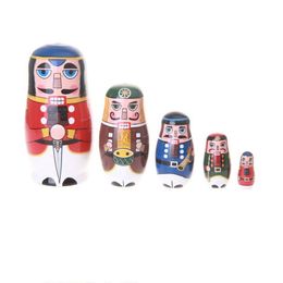 Decorative Objects & Figurines 5Pcs/ Set Miles Kimball Nutcracker Solders Matryoshka Nesting Dolls Wooden Russian Doll Handmade Craft Dhh35