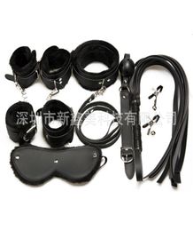 BDSM Kit 7pcsSet Bondage for Foreplay Fur Handcuffs Blindfold Handcuffs Ankle Cuff Blindfold Collar Leather Whip Ball Gag Rope Se4235777