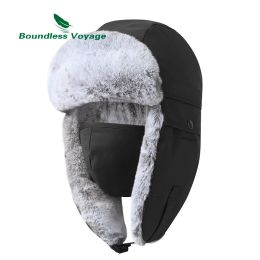 Berets Boundless Voyage Winter Trapper Hat Bomber Hunting Cap with Face Cover Earflap Men Women Unisex