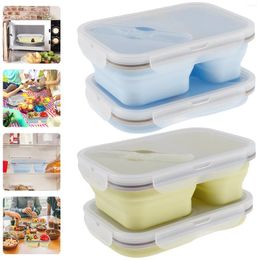 Storage Bottles 2Pcs Collapsible Food Containers 1100ml Large Silicone Folding Bowls With Lids Reusable Meal Prep