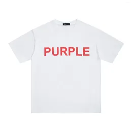 Magliette da uomo 2024 Estate Moda uomo T-shirt Viola Marca Lettera rossa con stampa T-shirt Hip Hop Top maniche corte larghe