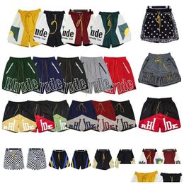 Men'S Shorts Rhude Mens Shorts Designer Shorter Men Women Swim Short Cashew Flower Knit Dstring Capris Couples Joggers Sportswear Loo Dhuot