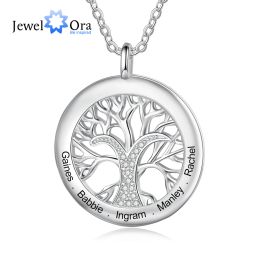 Pendants JewelOra Tree Of Life Personalized Necklaces Family Jewelry Sliver Color Necklace&Pendant for Women Engraved Names Memory Gifts