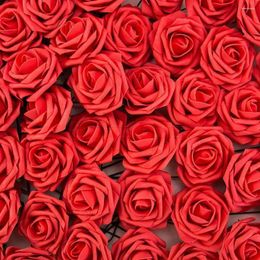 Decorative Flowers 50Pcs 8cm Artificial Foam Rose Heads Wedding Party Decor Bouquet Fake DIY Craft Wreath Scrapbook Supplies