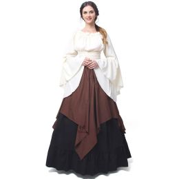 Dresses Women Mediaeval Dress Renaissance Red Vintage Style Off Shoulder Dress Women Cosplay Dresses Retro Long Mediaeval Dress Gown