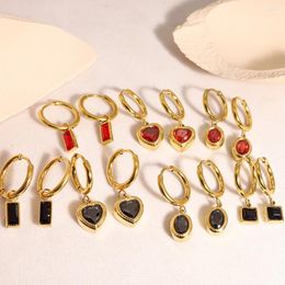 Dangle Earrings WILD & FREE Luxury Simple Drop Cute Colourful Zircon Crystal Stainless Steel Gold Plated Waterproof Jewellery Women