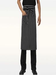 Chefs Waiters Kitchen Cooking Aprons Men039s Chef Black Unisex Half Long Bistro Apron with Single Side Pocket8492240