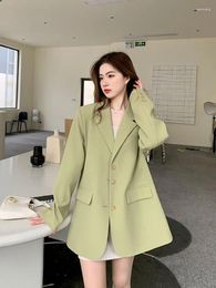 Women's Suits UNXX Green Blazer Coat Women Petite Casual 2024 Spring And Autumn Outfit Suit Korean Style Elegant Top High Quality Fashion