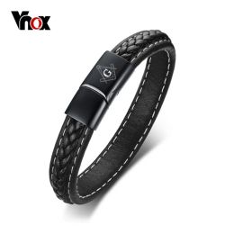 Bracelets Black Genuine Leather Bracelet for Men Engraving Name Custom Personalised Logo