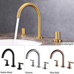Bathroom Sink Faucets High Quality Basin Mixer Faucet Brass Double Handle Solid Wall Mounted Cold And Water Tap