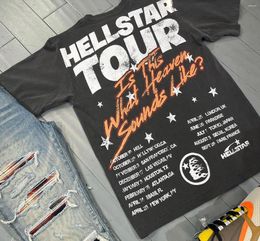 T-shirt da uomo Streetwear HELLSTAR Y2K Camicia da uomo Hip Hop Retro stampa grafica in cotone girocollo T-shirt oversize Haruku Gothic Tops