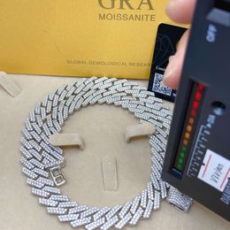14 mm breite Herren-Halskette mit Sier-Moissanit-Diamant, Schmuck, Hip-Hop-Ed-Out-Kubanische Gliederkette