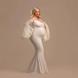 Dresses Lace Maternity Shoot Dress Ruffles Sleeve Long Pregnancy Photography Dresses Maxi Maternity Gown Photo Prop For Pregnant Women